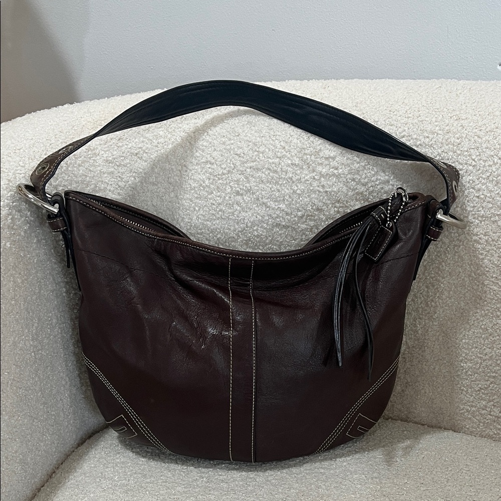 Coach Soho Hobo Chocolate Brown Leather Shoulder Bag C06D-8A03 EUC Y2K